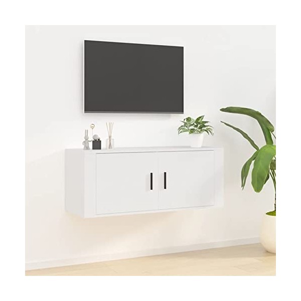 CIADAZ Meuble TV Mural Blanc 100x34,5x40 cm,Meuble TV,Meuble TV Moderne,Meuble de Salon