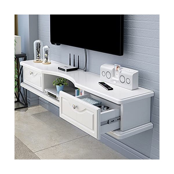 StrOux Meuble TV Flottant Meuble TV Flottant, Type Tiroir Console Média en Bois Suspendu Meuble TV avec Trou de Fil, pour Boî