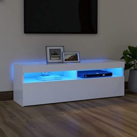 TEKEET Centres de divertissement et meubles TV - Meuble TV avec lumières LED - Blanc - 120 x 35 x 40 cm - Meuble