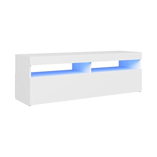 TEKEET Centres de divertissement et meubles TV - Meuble TV avec lumières LED - Blanc - 120 x 35 x 40 cm - Meuble