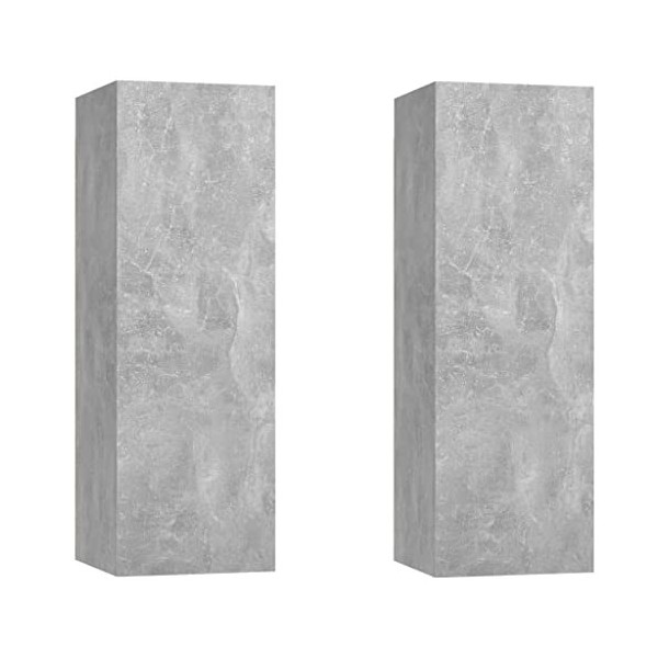GANDUS Meuble TV 2 pièces Béton Gris 30,5 x 30 x 90 cm Bois dingénierie