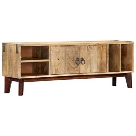 FAMIROSA Meuble TV 130x30x46 cm Bois Massif de manguier Brut