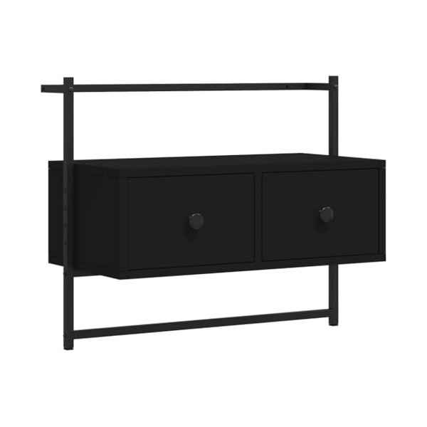vidaXL Meuble TV Mural Noir 60,5x30x51 cm Bois dingénierie
