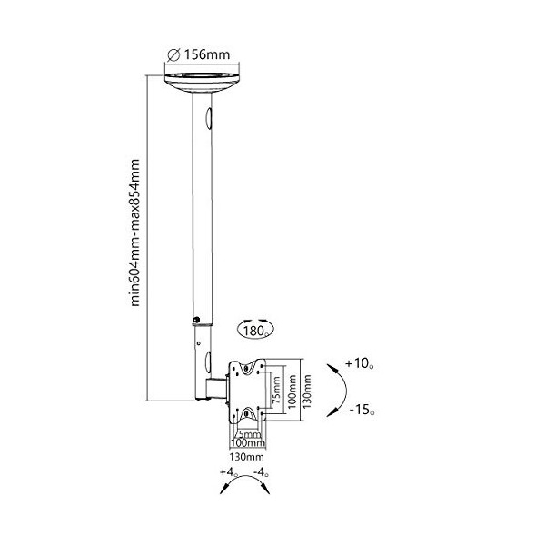 Support Plafond pour écrans 13-27", Xantron DEHA-410-B