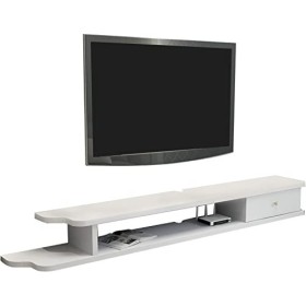 MABIBI Meuble TV mural asymétrique, support TV flottant, étagères de rangement murales, meuble TV 35,4/43,3/51,1 pouces/étagè