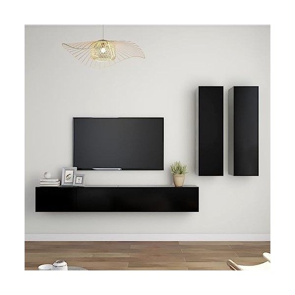 Meuble TV,Étagère TV Flottante, Support de Télévision Flottant Fixé au Mur Centre de Console Multimédia de Divertissement Gra