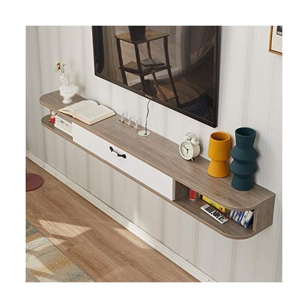 household items Meuble TV Flottant Mural en Bois Massif,Meuble TV Suspendu Simple Et Moderne Console Multimédia TV Murale dan
