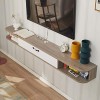 household items Meuble TV Flottant Mural en Bois Massif,Meuble TV Suspendu Simple Et Moderne Console Multimédia TV Murale dan