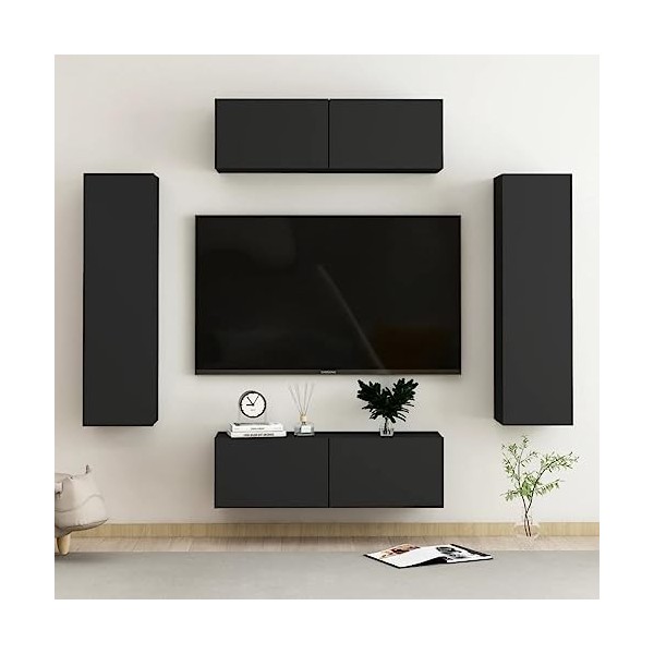 WREWING Meuble TV,Bas Table TV Support de Télévision en Bois pour Salon Chambre Salle à Manger,Support pour Téléviseur Jusqu’