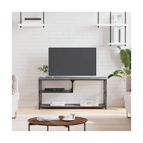 WREWING Meuble TV,Support pour Téléviseur Jusqu’à 50-80 Pouces,Table Télé avec Étagères Réglables,Bas Table TV Support de Tél