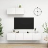 lvssiao Meuble TV pour salon, meuble TV 3 pièces en contreplaqué blanc très résistant module TV pour chambre à coucher salon