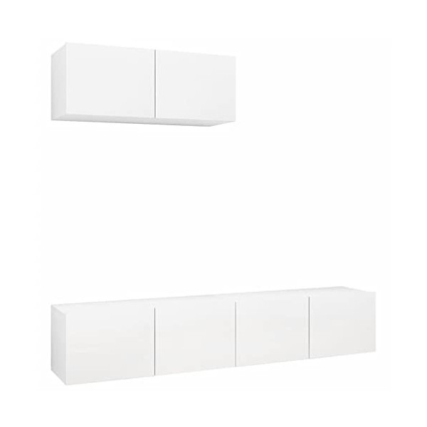 lvssiao Meuble TV pour salon, meuble TV 3 pièces en contreplaqué blanc très résistant module TV pour chambre à coucher salon