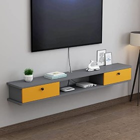 EsEntL Meuble TV Flottant, unité Murale Flottante de Divertissement Mat avec Gestion des câbles et tiroir, pour Petit Apparte