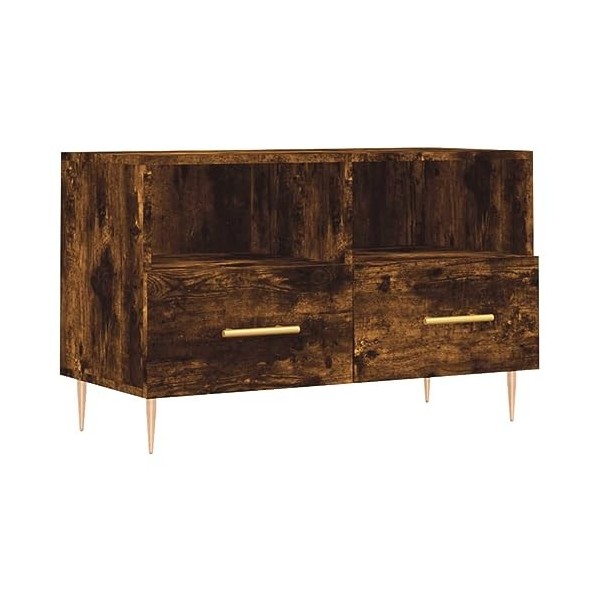 vidaXL Meuble TV Chêne fumé 80x36x50 cm Bois dingénierie