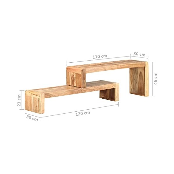 Ausla Table Basse, 120 X 30 X 23/45 cm Meuble TV de Style Industriel Meuble TV pour Salon pour Intérieur pour Maison