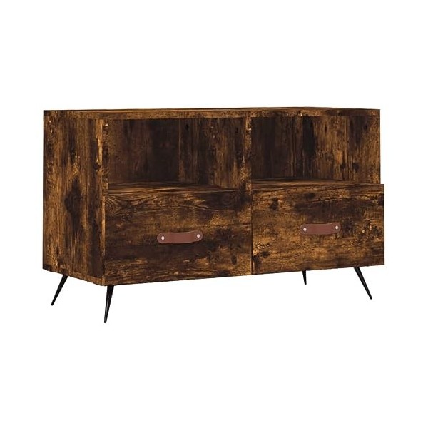 vidaXL Meuble TV Chêne fumé 80x36x50 cm Bois dingénierie