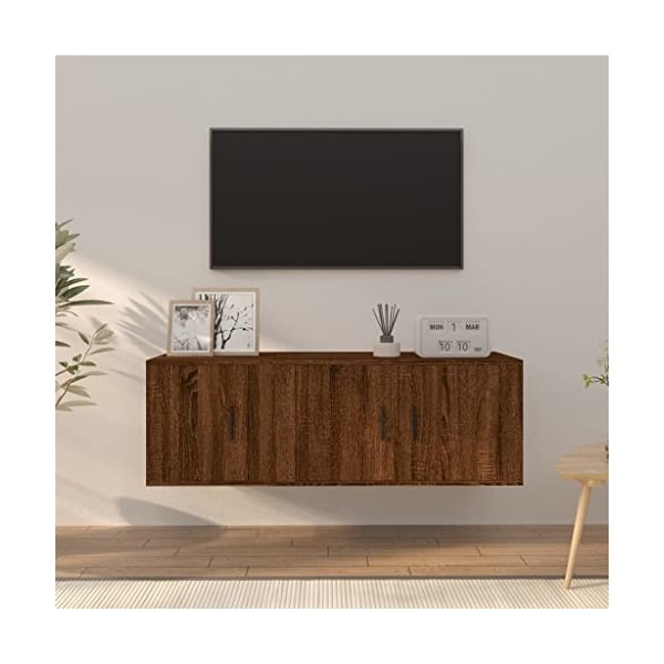 RAUGAJ Home Hardware Businese Meuble TV 2 pièces Chêne Marron