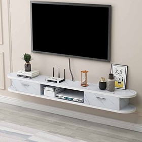 Meuble TV Suspendu, Meuble TV Armoire Murale Lowboard avec 2 Tiroirs, éTagèRe à Composants Pour Console Audio/VidéO Pour la M