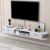 Meuble TV Suspendu, Meuble TV Armoire Murale Lowboard avec 2 Tiroirs, éTagèRe à Composants Pour Console Audio/VidéO Pour la M