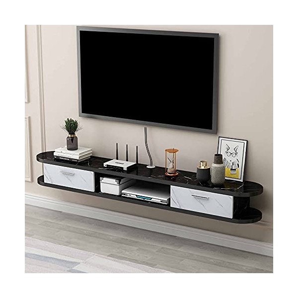 Meuble TV Suspendu, Meuble TV Armoire Murale Lowboard avec 2 Tiroirs, éTagèRe à Composants Pour Console Audio/VidéO Pour la M