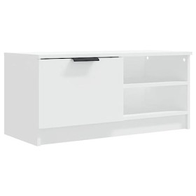 Meuble TV Blanc 80x35x36,5 cm Bois dingénierie - Banc TV avec Rangement Meuble Télé, Convient pour Salon ou Chambre