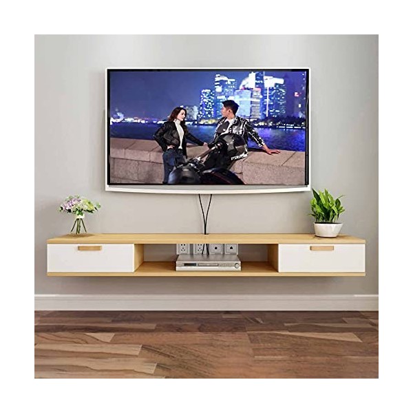 Meuble TV Flottant, Console TV Suspendue, étagère TV Murale, unité Murale Flottante de Divertissement Console de Stockage Aud