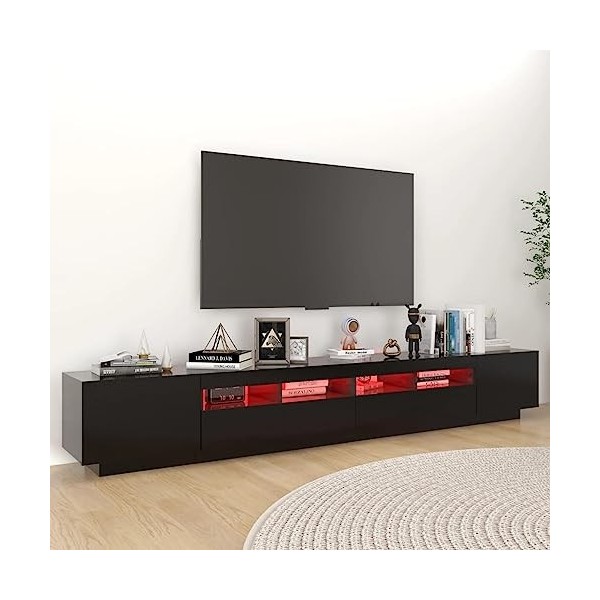 Hovothy Meuble TV avec Lumières LED RVB Noir 260x35x40 cm Aggloméré Décoration Salon Armoire Multimédia Rangement Ample Range
