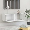 Kstyhome Meuble TV Suspendu Meuble TV de Salon Mural Blanc Brillant 100x30x30 cm Aggloméré