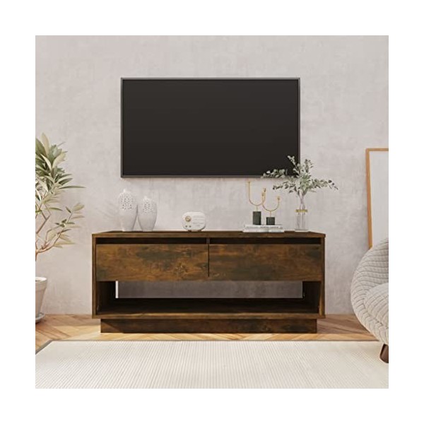 VEEKI Meuble TV, Meuble TV Suspendu, Meuble TV Blanc, Meuble TV Industriel, Meubles de Salon, Salon, Chambre, Cadre en Acier,