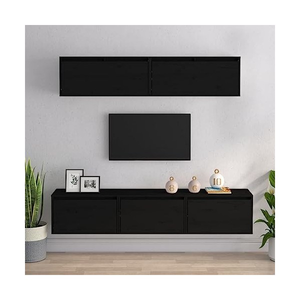 Générique Meubles TV 5 pcs Noir Bois Massif de pin, 35.58 kg, 3100153, Meubles, Meubles TV
