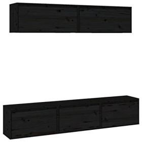 Générique Meubles TV 5 pcs Noir Bois Massif de pin, 35.58 kg, 3100153, Meubles, Meubles TV