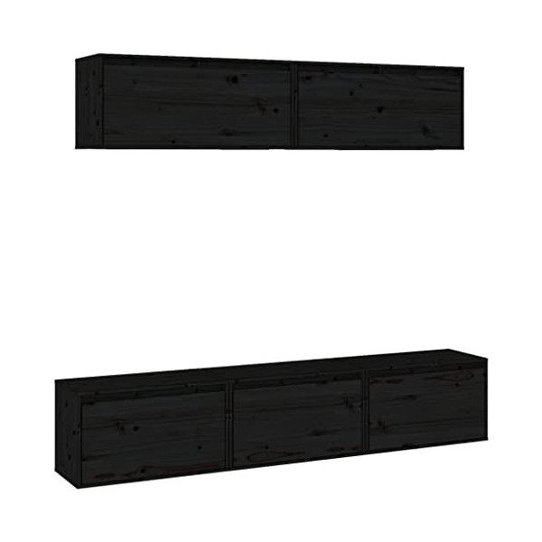 Générique Meubles TV 5 pcs Noir Bois Massif de pin, 35.58 kg, 3100153, Meubles, Meubles TV