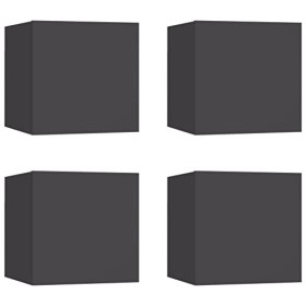 TALCUS Lot de 4 meubles muraux pour TV Gris 30,5 x 30 x 30 cm