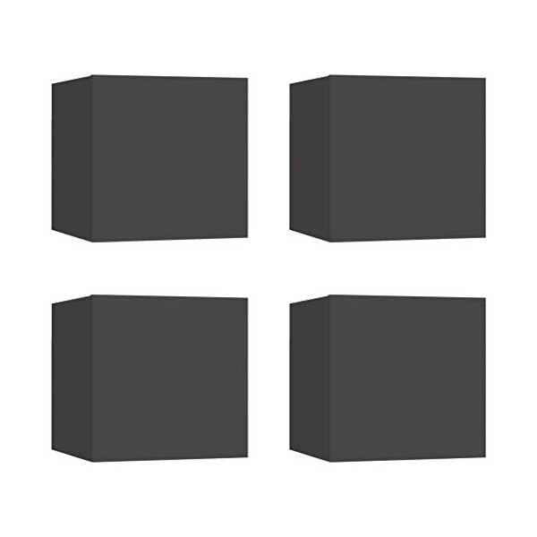 TALCUS Lot de 4 meubles muraux pour TV Gris 30,5 x 30 x 30 cm