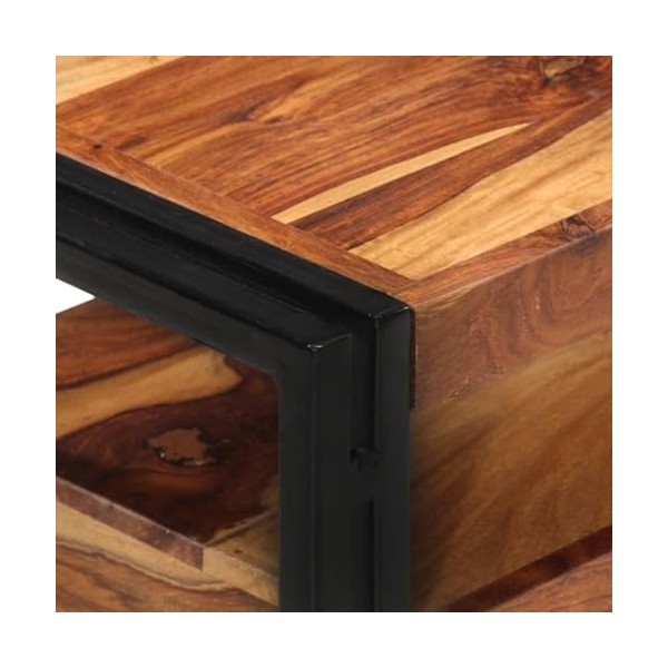 CARESHINE [Meuble TV en Bois de Sesham Massif] – Meuble TV/Meuble en Bois 120 x 40 cm-Brun