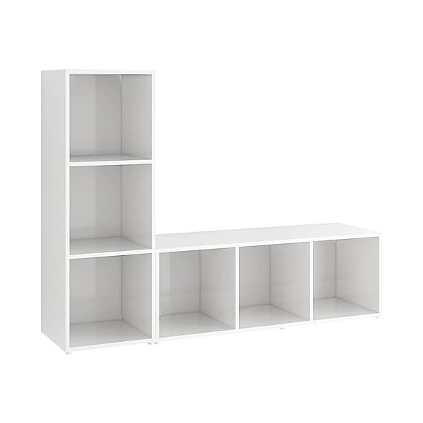 DCRAF Meuble TV 2 pièces Blanc brillant 107 x 35 x 37 cm