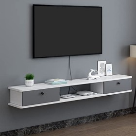 Uvency Meuble Tv Mural Meuble Tv Flottant Étagère Tv Murale Centre de Divertissement Console Multimédia Étagères de Rangement