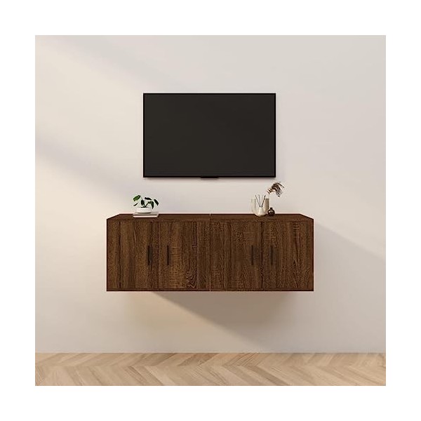 TALCUS Home Hardware Businese Meuble TV mural 2 pièces Chêne marron 57 x 34,5 x 40 cm