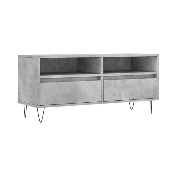 RAUGAJ Centres de divertissement et meubles TV - Meuble TV - Gris béton - 100 x 34,5 x 44,5 cm - Bois dingénierie
