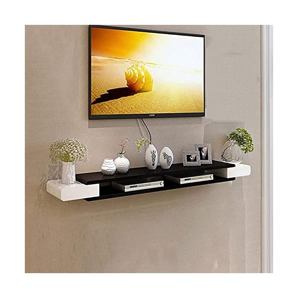 Uvency Décodeur Mural Pour Meuble Tv, Meuble Tv de Salon, Surface de Peinture Brillante, Facile À Assembler/130Cm A/A