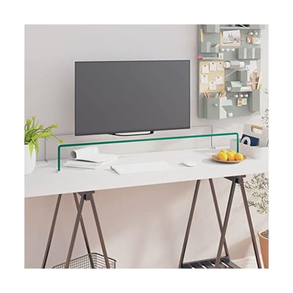 DCRAF Meuble TV en verre transparent 100 x 30 x 13 cm