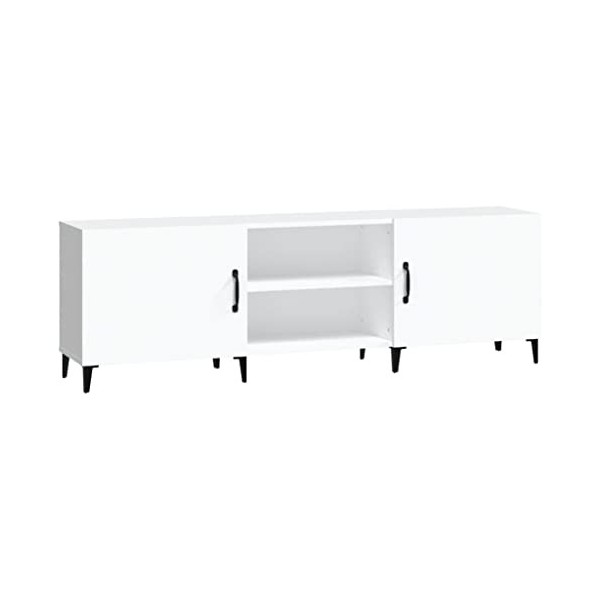 TECHPO Meuble TV blanc 150 x 30 x 50 cm en bois dingénierie