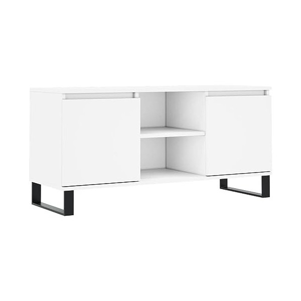 TEKEET Centres de divertissement et supports TV, meuble TV blanc, 104 x 35 x 50 cm, bois dingénierie