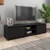 CHRISK Centres de divertissement et supports TV, meuble TV noir, 140 x 40 x 35,5 cm, bois dingénierie