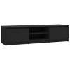 CHRISK Centres de divertissement et supports TV, meuble TV noir, 140 x 40 x 35,5 cm, bois dingénierie