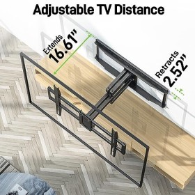 USX MOUNT Support mural à mouvement complet certifié UL pour téléviseurs de 37 à 90 pouces jusquà 68 kg, support TV avec bra