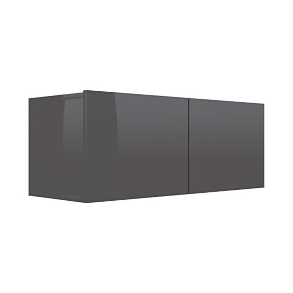 vidaXL Meuble TV Armoire Basse Murale Meuble Divertissement avec 2 Portes Multimédia Salon Maison Intérieur Gris Brillant 80x