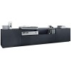 Vladon Meuble TV Mogan 181 x 39 x 35 cm, lowboard Long avec 6 Compartiments, Caisson en Anthracite Mat, façades en Noir Mat