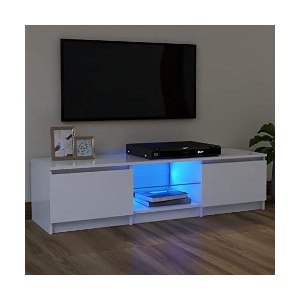 Meuble TV avec lumières LED Blanc 120x30x35,5 cm