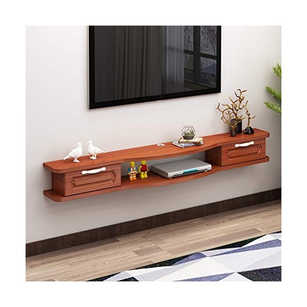 Floating TV Plateau Accueil Montage Mural TV Console Media Console Support TV Divertissement Shelf Meuble TV avec 2 tiroirs e